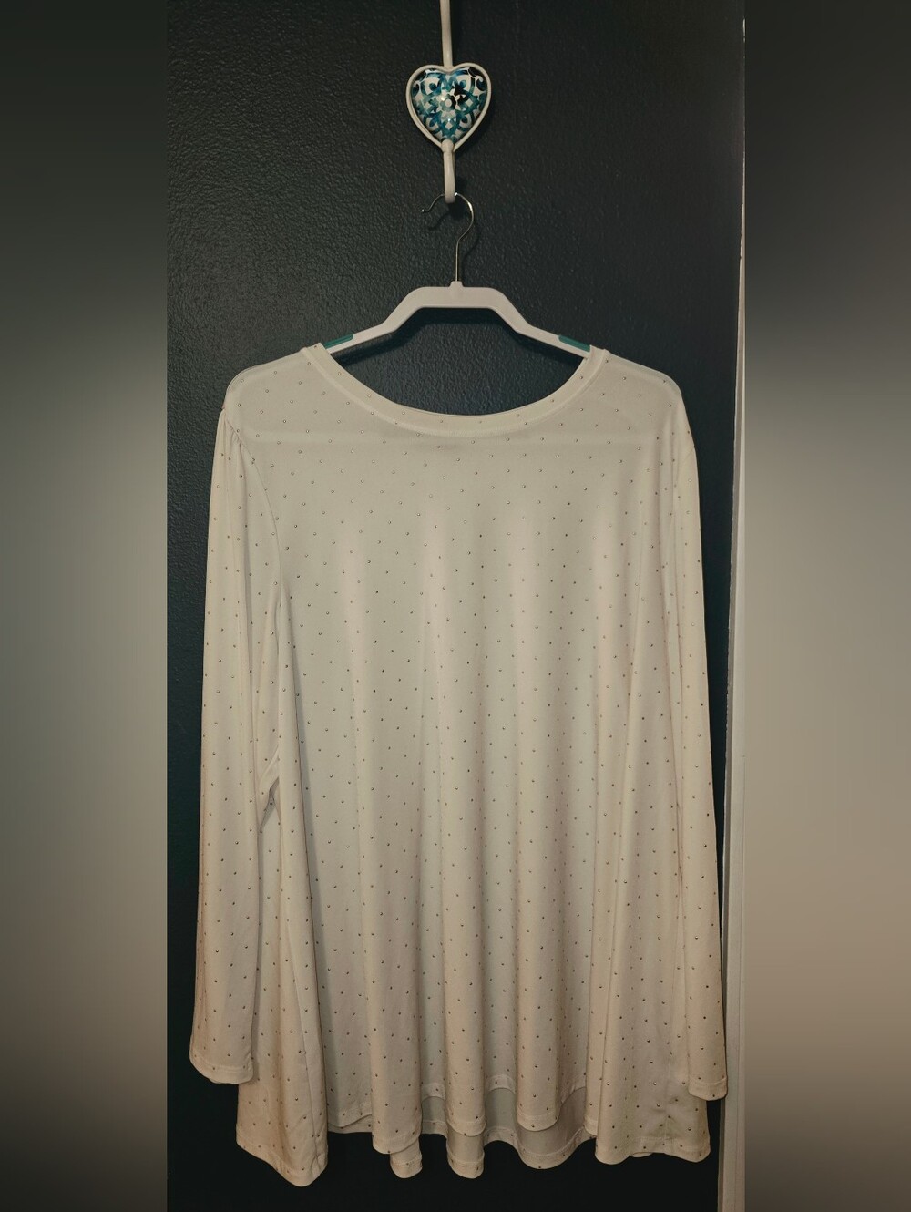 Lane Bryant Plus Size Women's Cream Long Sleeve Polka Micro Dot Top